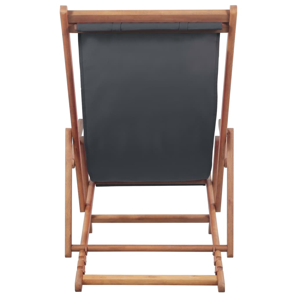 vidaXL Beach Sling Patio Chair Folding Deck Chair Fabric and Wooden Frame-52