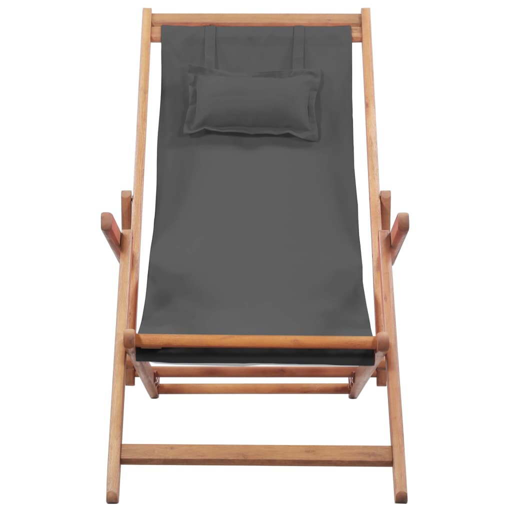 vidaXL Beach Sling Patio Chair Folding Deck Chair Fabric and Wooden Frame-11