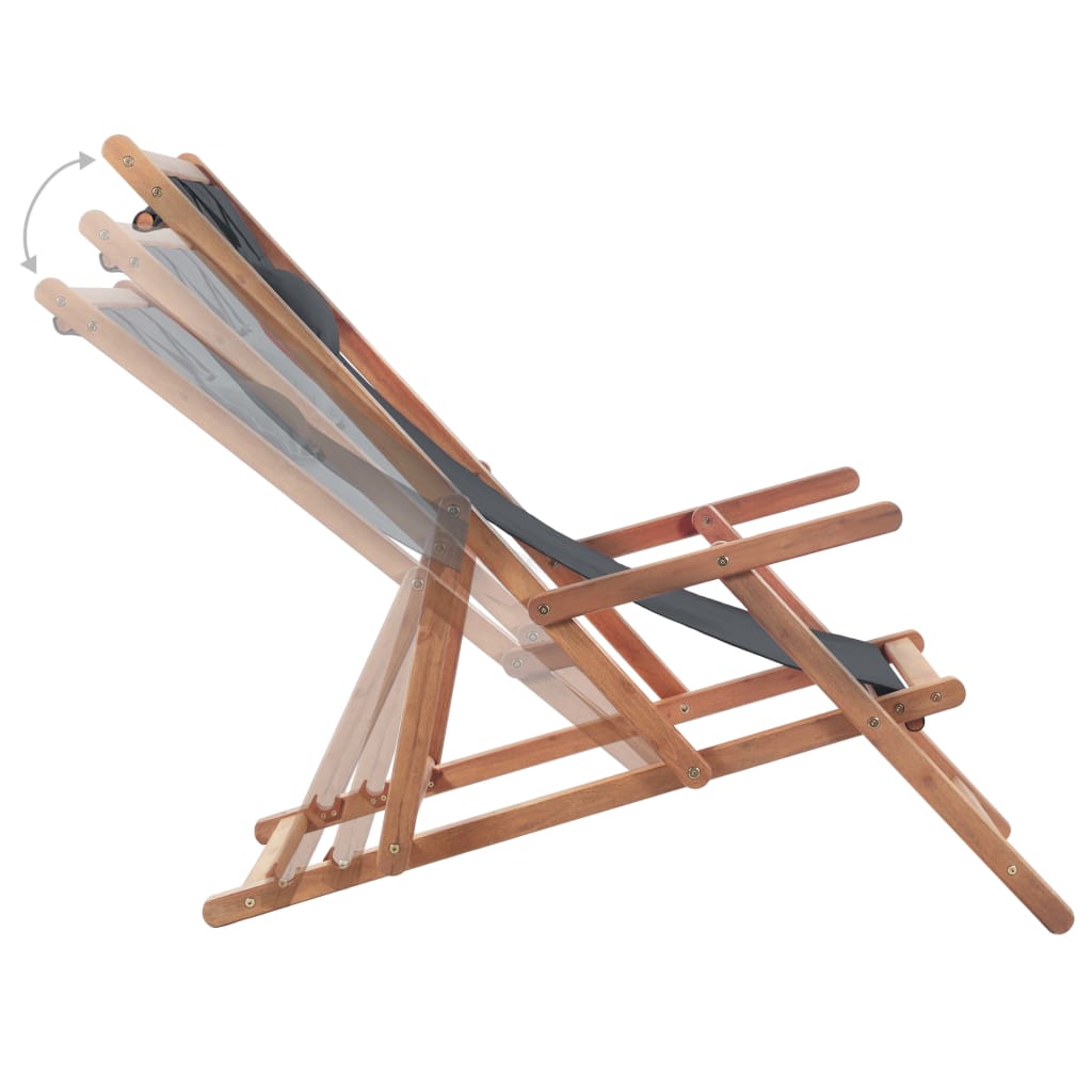 vidaXL Beach Sling Patio Chair Folding Deck Chair Fabric and Wooden Frame-17