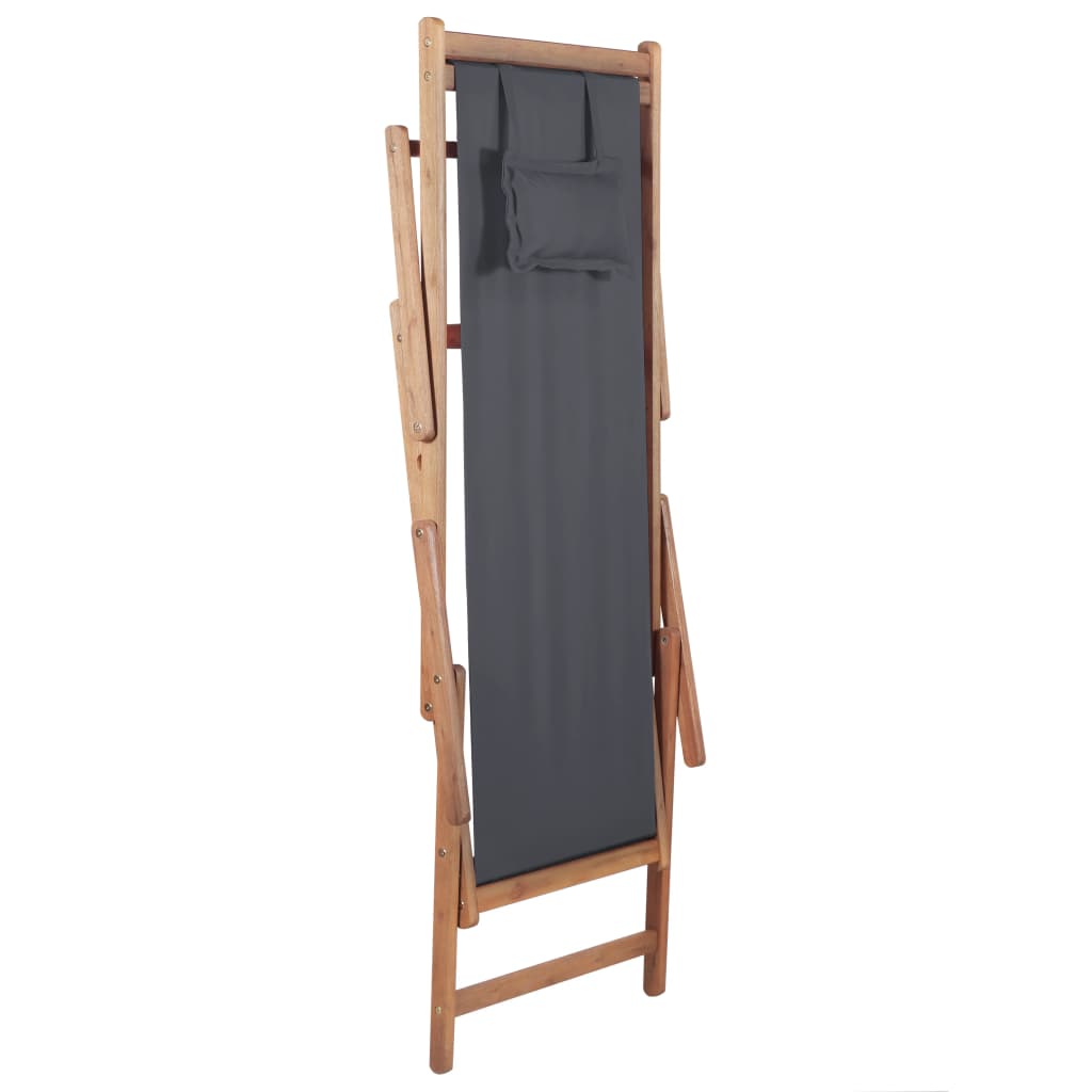 vidaXL Beach Sling Patio Chair Folding Deck Chair Fabric and Wooden Frame-43