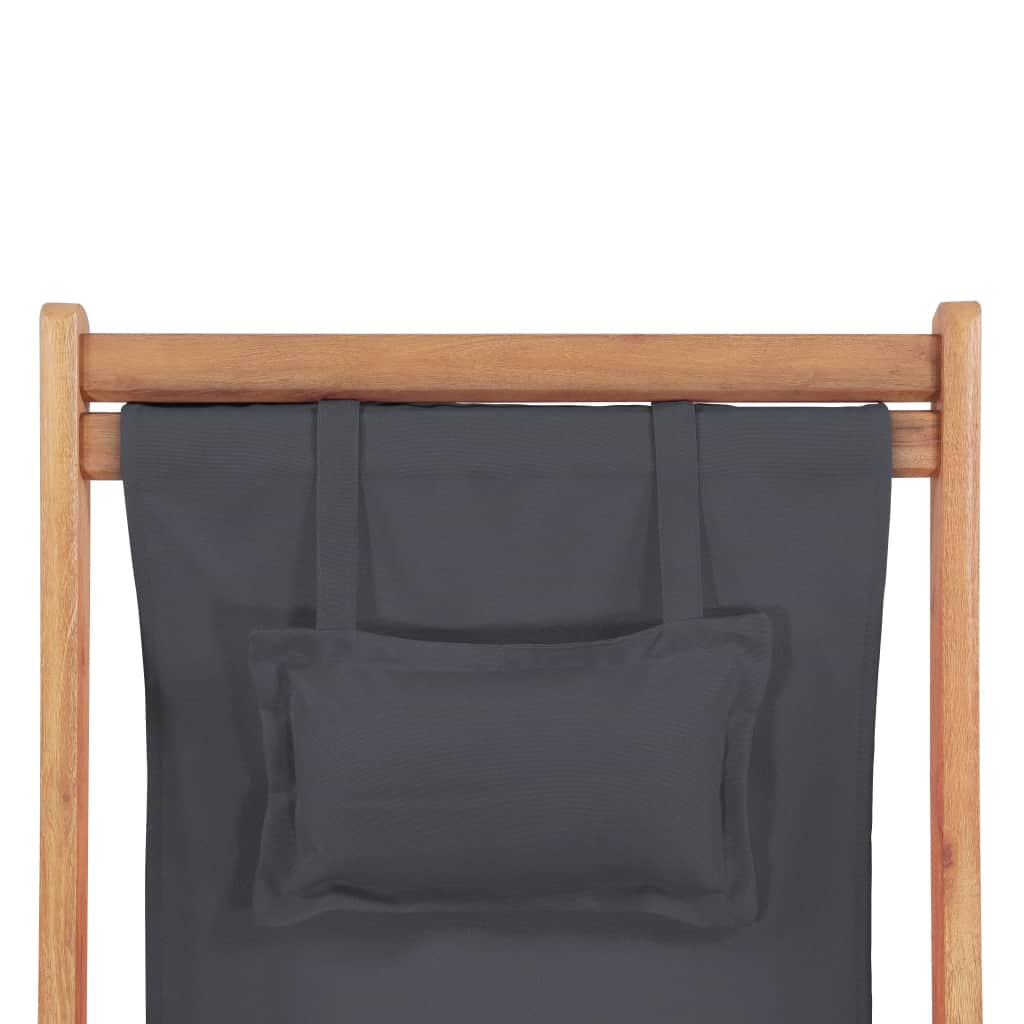 vidaXL Beach Sling Patio Chair Folding Deck Chair Fabric and Wooden Frame-49