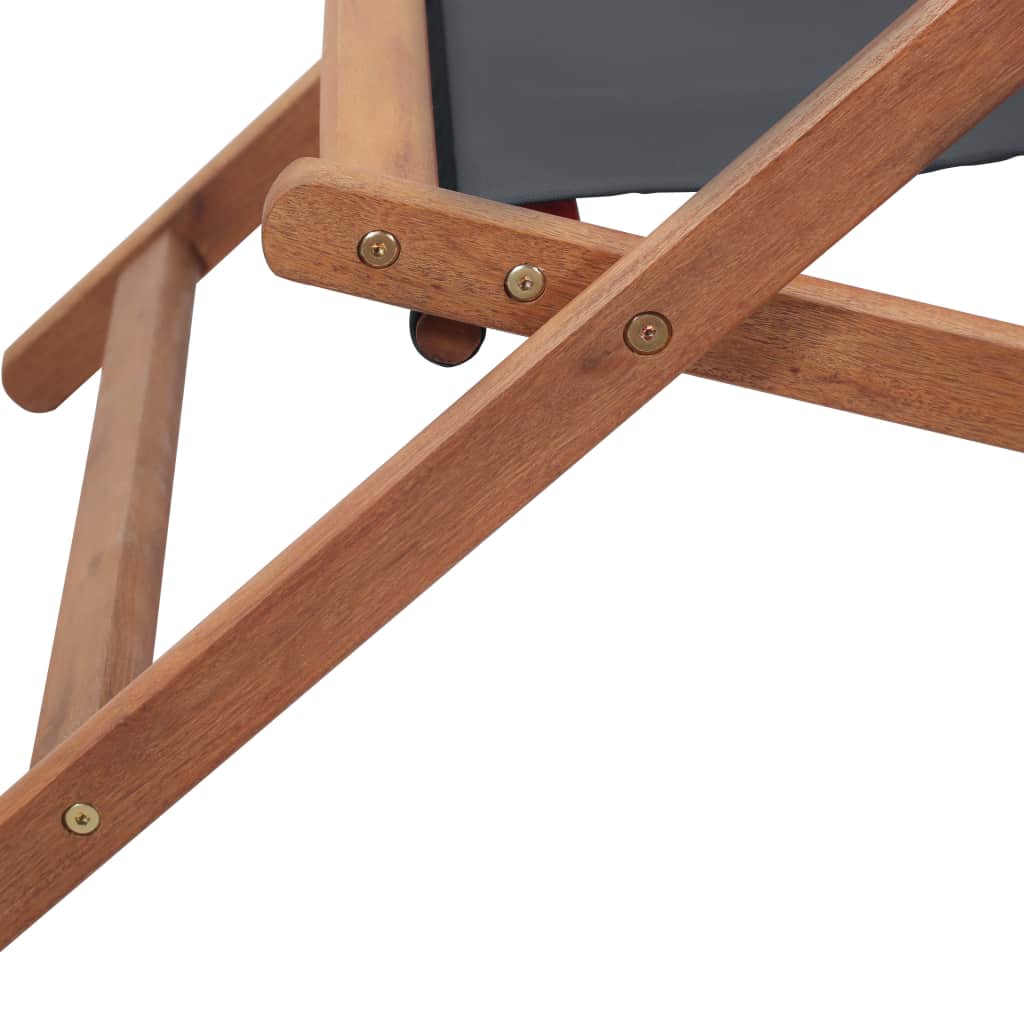 vidaXL Beach Sling Patio Chair Folding Deck Chair Fabric and Wooden Frame-55