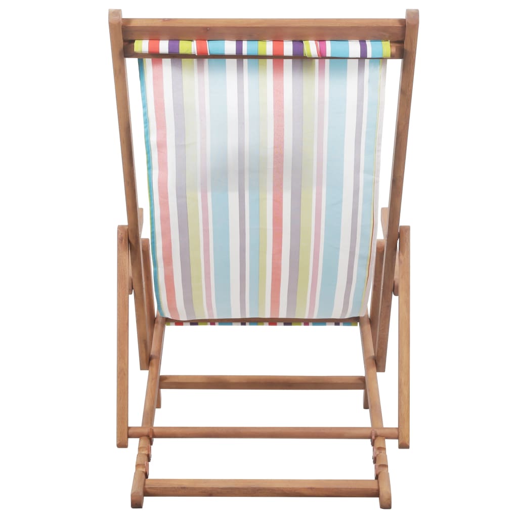 vidaXL Beach Sling Patio Chair Folding Deck Chair Fabric and Wooden Frame-29