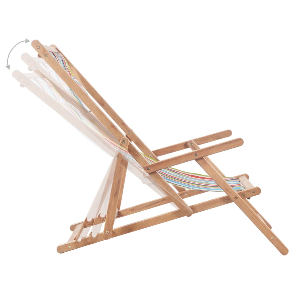 vidaXL Beach Sling Patio Chair Folding Deck Chair Fabric and Wooden Frame-20