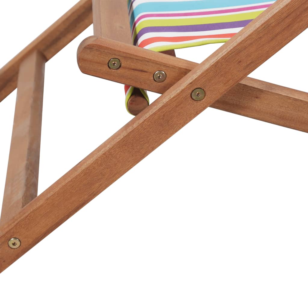 vidaXL Beach Sling Patio Chair Folding Deck Chair Fabric and Wooden Frame-38