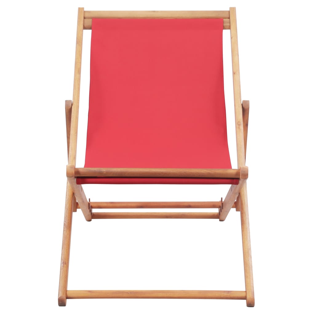 vidaXL Beach Sling Patio Chair Folding Deck Chair Fabric and Wooden Frame-7