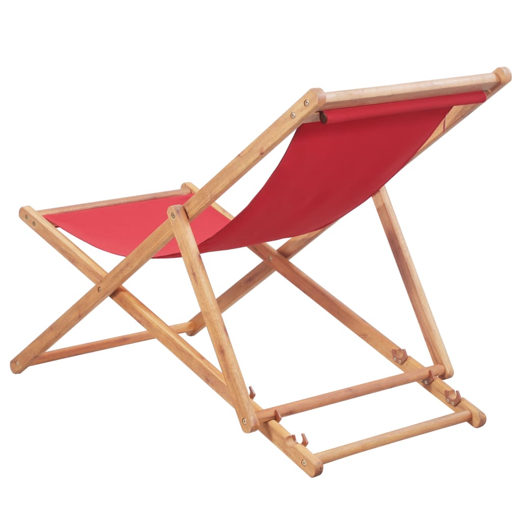 vidaXL Beach Sling Patio Chair Folding Deck Chair Fabric and Wooden Frame-13