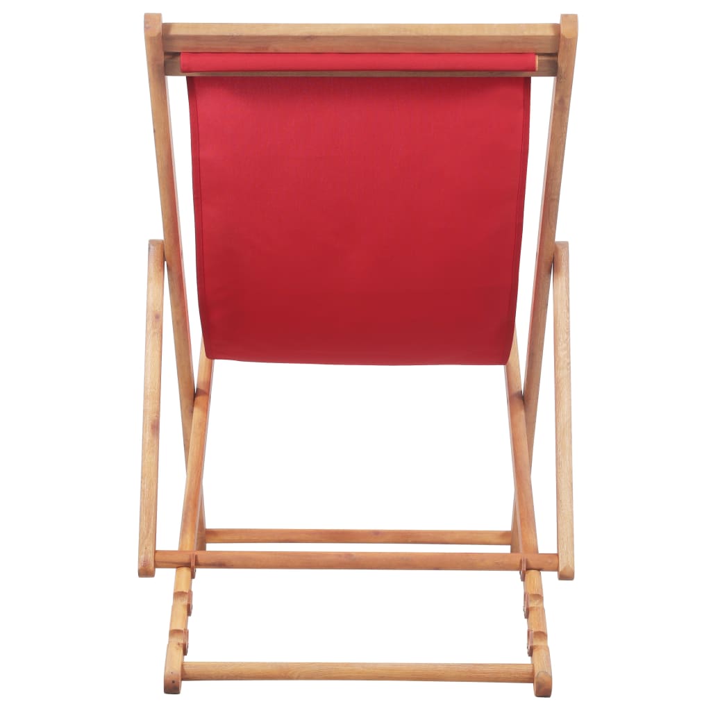 vidaXL Beach Sling Patio Chair Folding Deck Chair Fabric and Wooden Frame-42