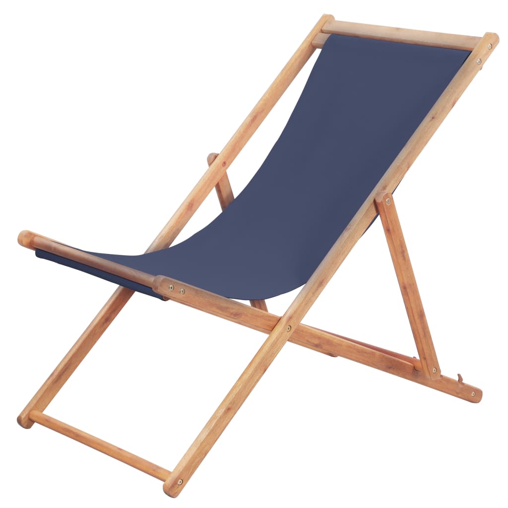 vidaXL Beach Sling Patio Chair Folding Deck Chair Fabric and Wooden Frame-19