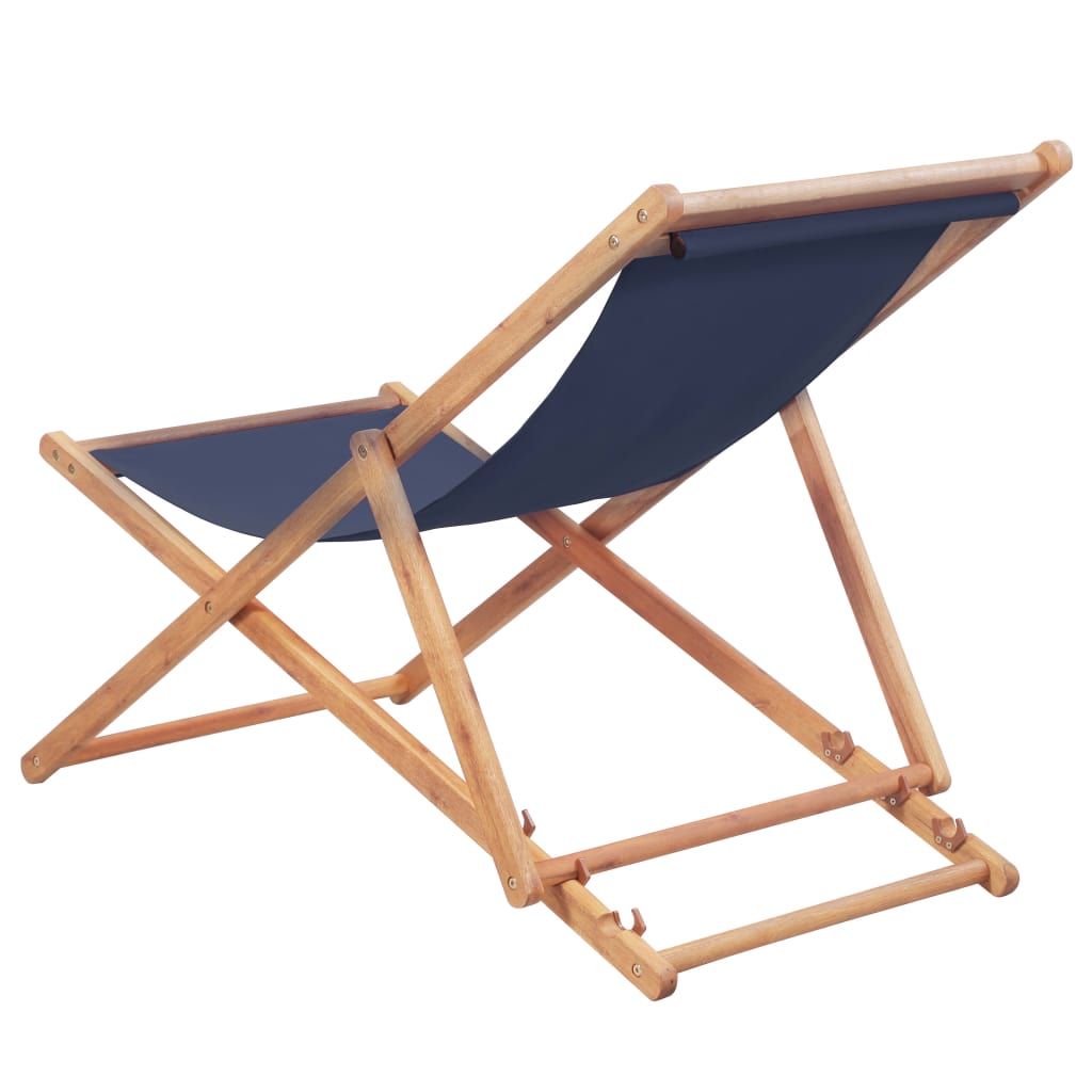 vidaXL Beach Sling Patio Chair Folding Deck Chair Fabric and Wooden Frame-25