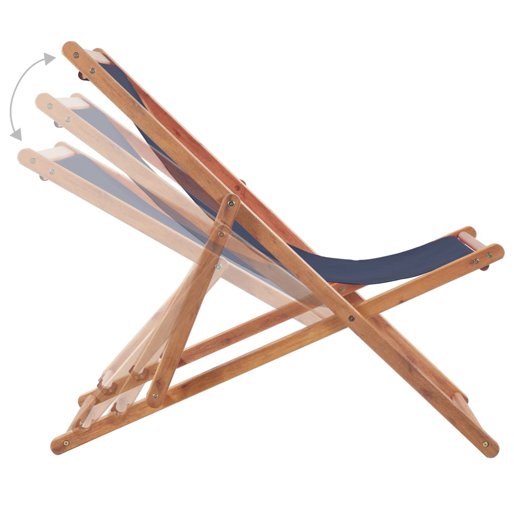 vidaXL Beach Sling Patio Chair Folding Deck Chair Fabric and Wooden Frame-11