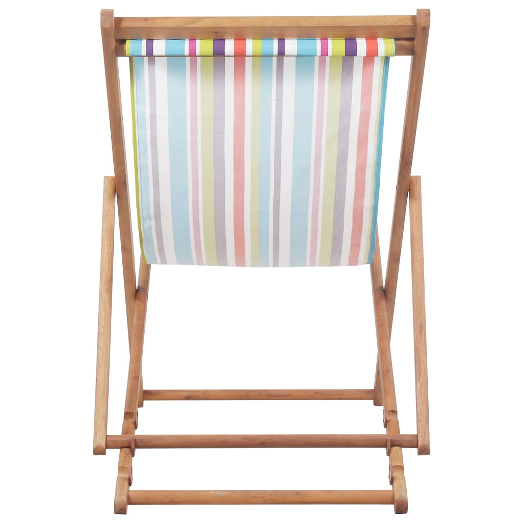 vidaXL Beach Sling Patio Chair Folding Deck Chair Fabric and Wooden Frame-2