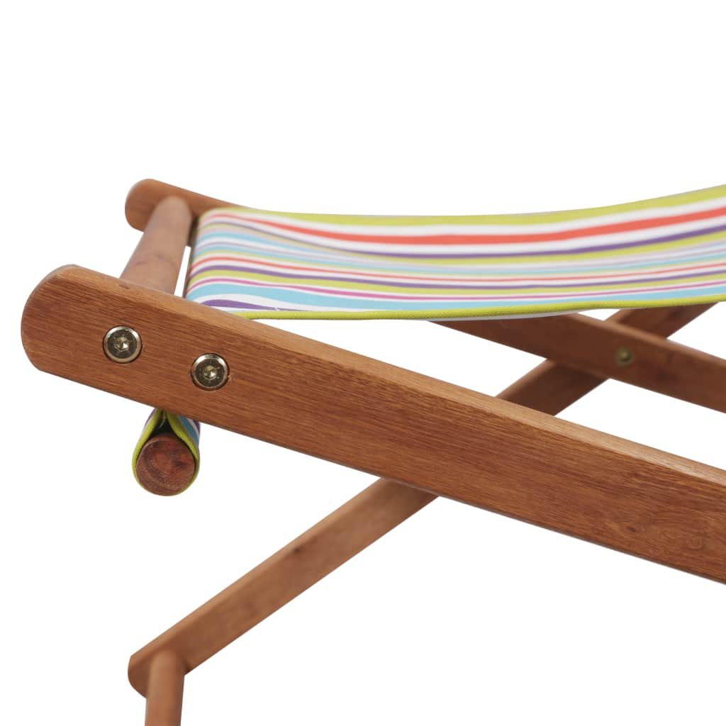 vidaXL Beach Sling Patio Chair Folding Deck Chair Fabric and Wooden Frame-21