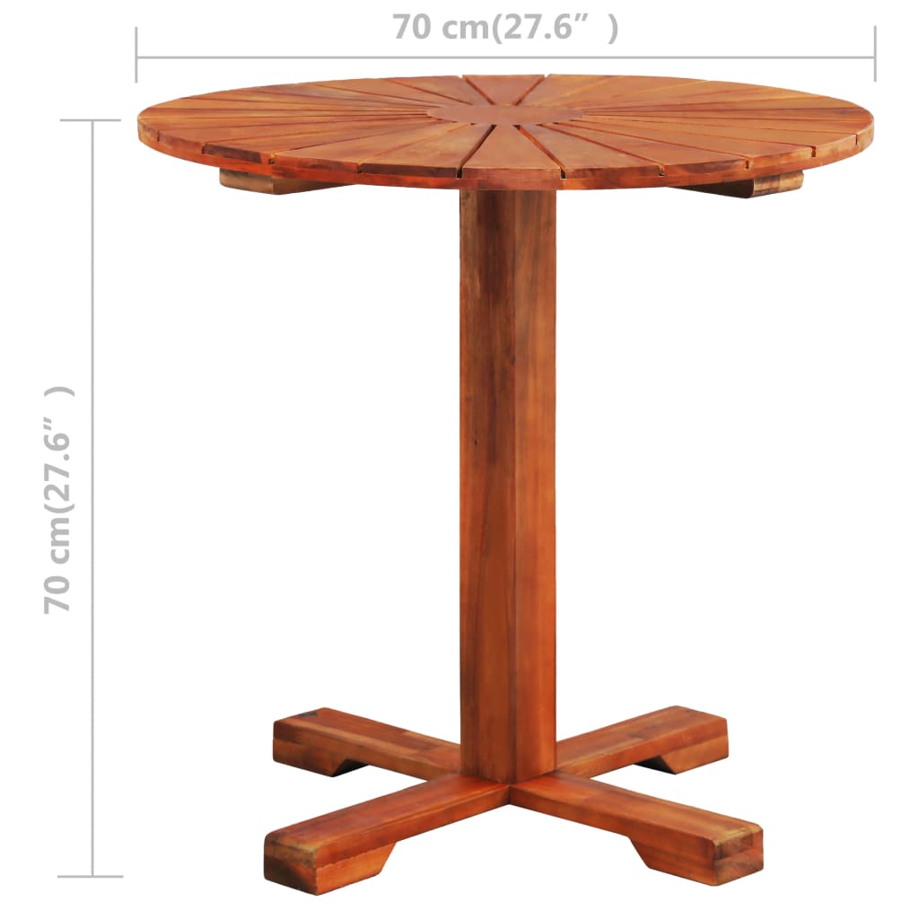 vidaXL Bistro Table 27.6"x27.6" Solid Acacia Wood-5