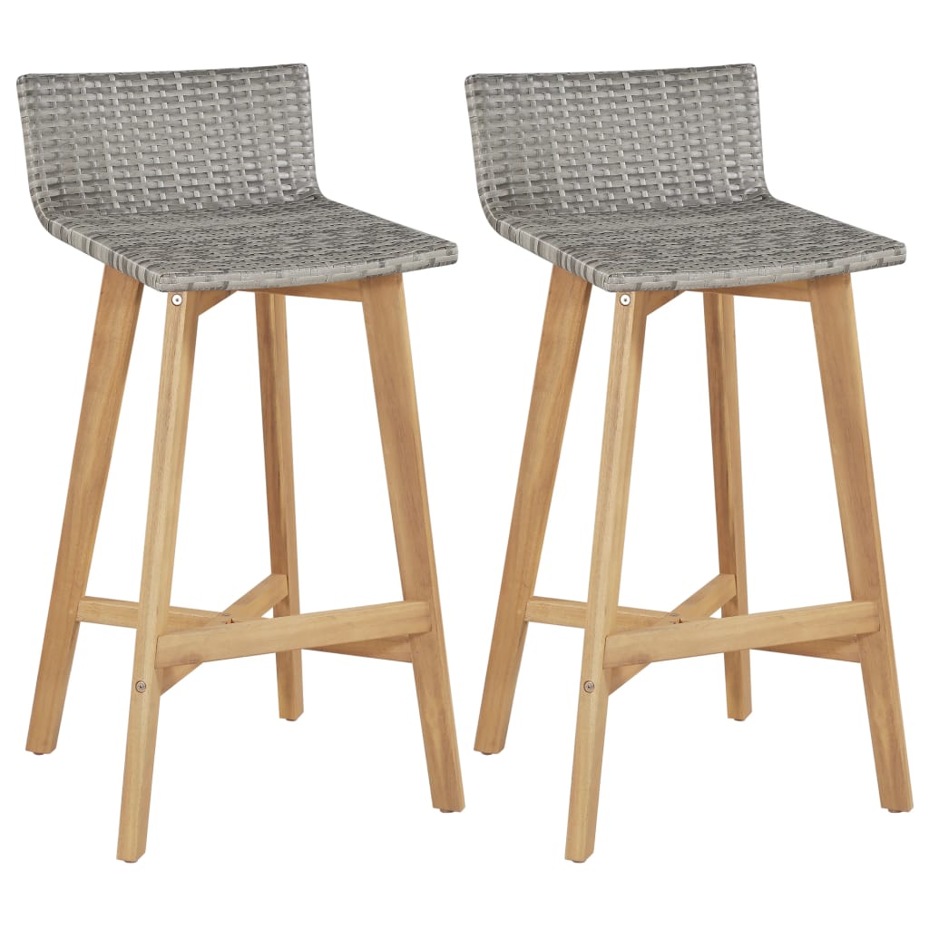 vidaXL Bar Chairs 2 pcs Solid Acacia Wood-0