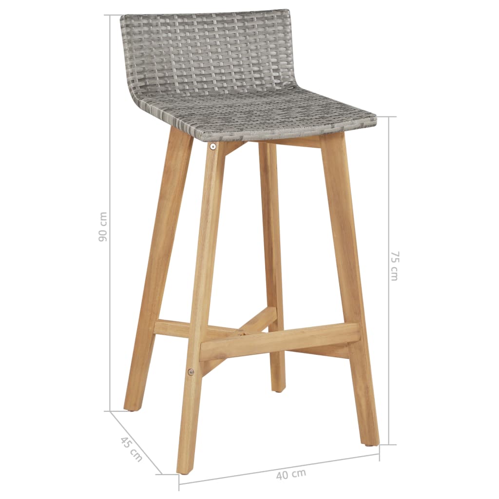 vidaXL Bar Chairs 2 pcs Solid Acacia Wood-4