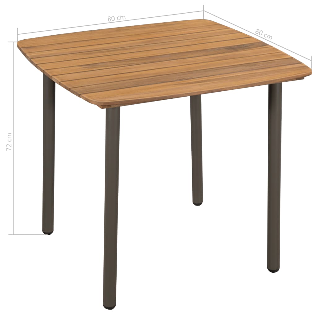 vidaXL Patio Table Garden Outdoor Dining Table Solid Acacia Wood and Steel-4