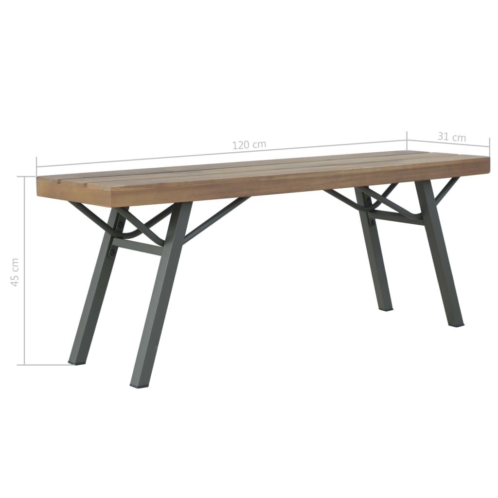 vidaXL Patio Bench 47.2" Solid Acacia Wood-5