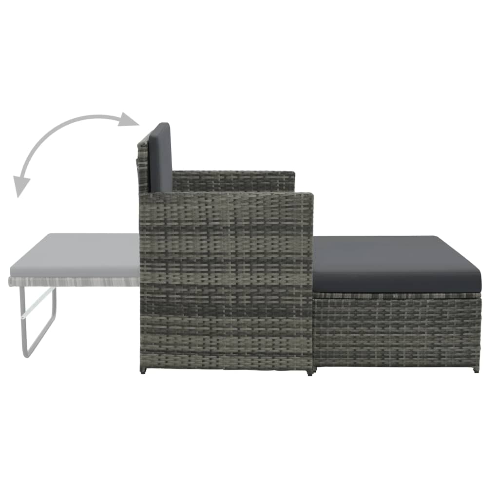 vidaXL 2 Seater Sofa Patio Deck Wicker Sleeper Sofa with Cushions PE Rattan-10