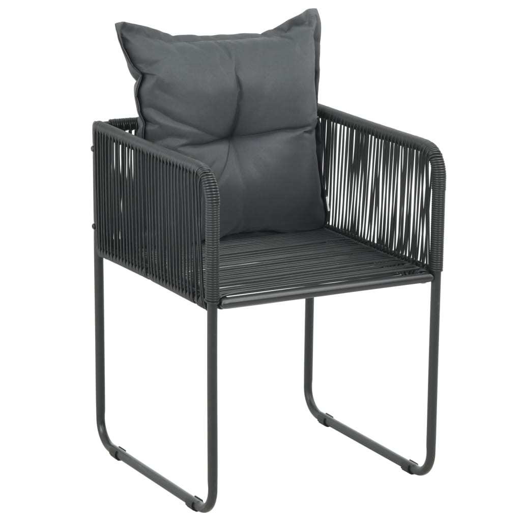 vidaXL Patio Chairs Outdoor Patio Dining Chair with Pillows Poly Rattan Black-15
