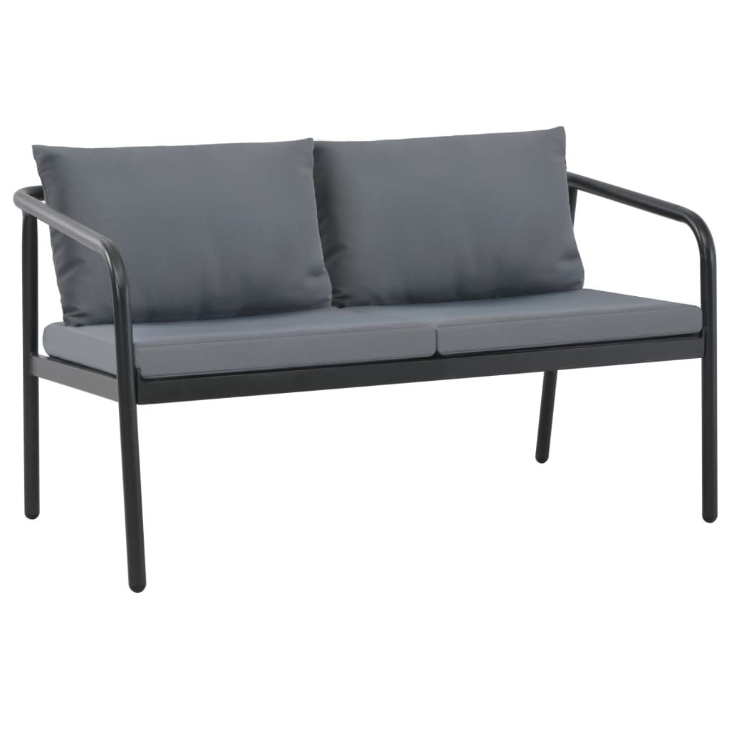 vidaXL 2 Seater Patio Sofa with Cushions Gray Aluminum-0