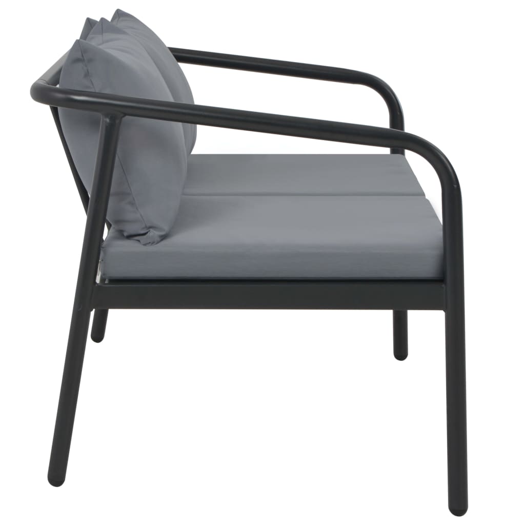 vidaXL 2 Seater Patio Sofa with Cushions Gray Aluminum-1