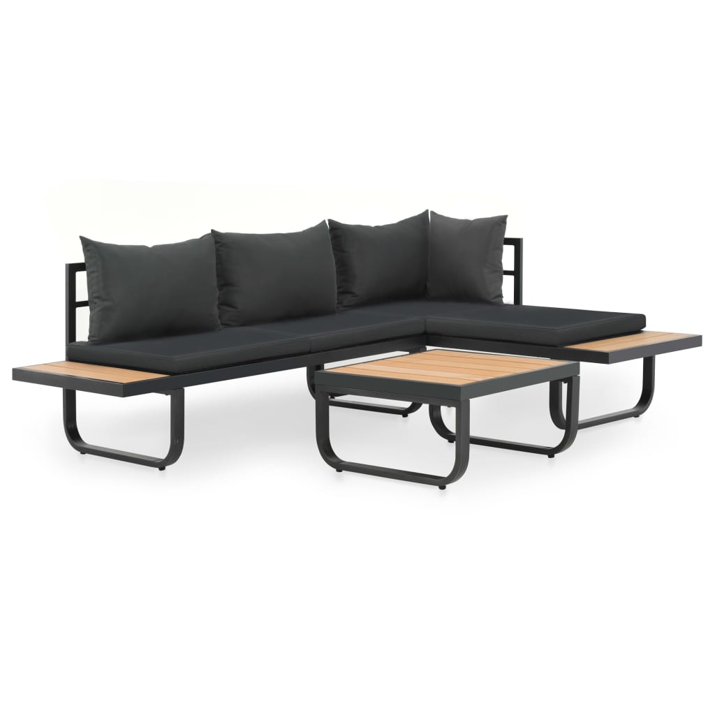 vidaXL 2 Piece Patio Corner Sofa Set with Cushions Aluminum WPC-1