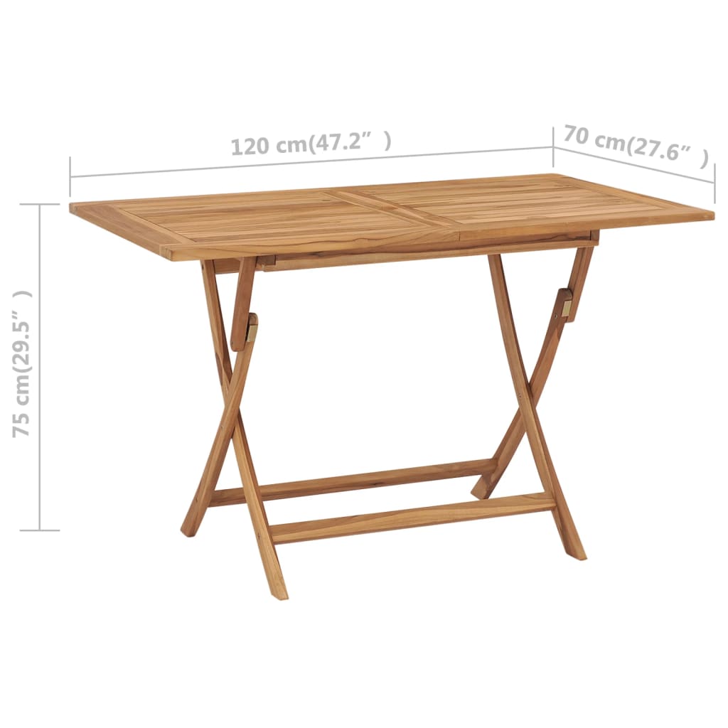 vidaXL Outdoor Dining Table Folding Table Garden Furniture Solid Wood Teak-4