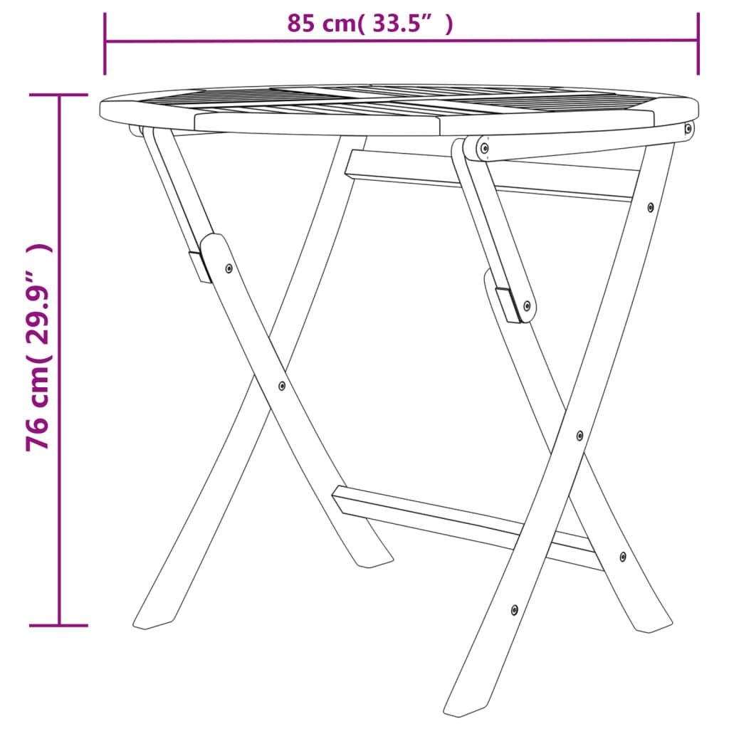 vidaXL Folding Patio Table 33.5"x29.9" Solid Teak Wood-6