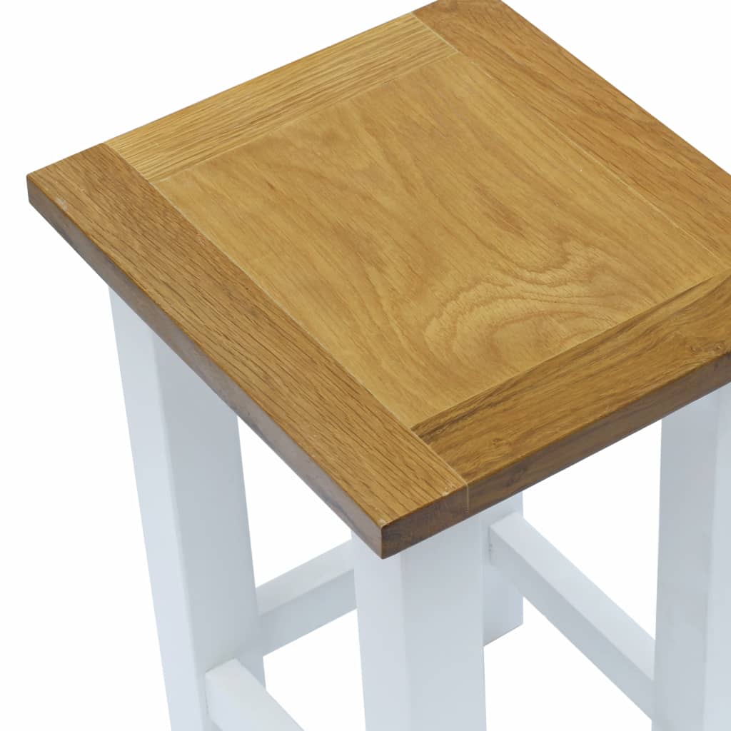 vidaXL End Table 10.6"x9.4"x14.6" Solid Oak Wood-2