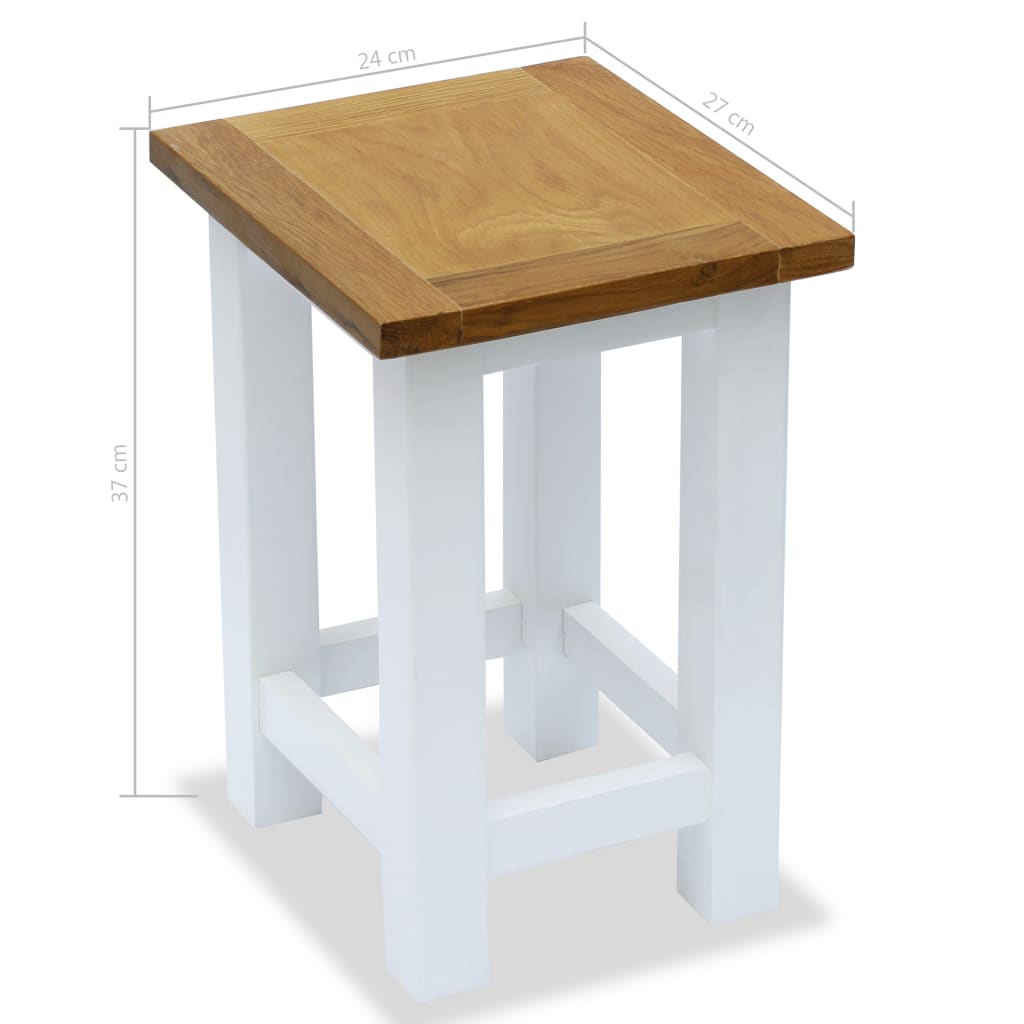 vidaXL End Table 10.6"x9.4"x14.6" Solid Oak Wood-3