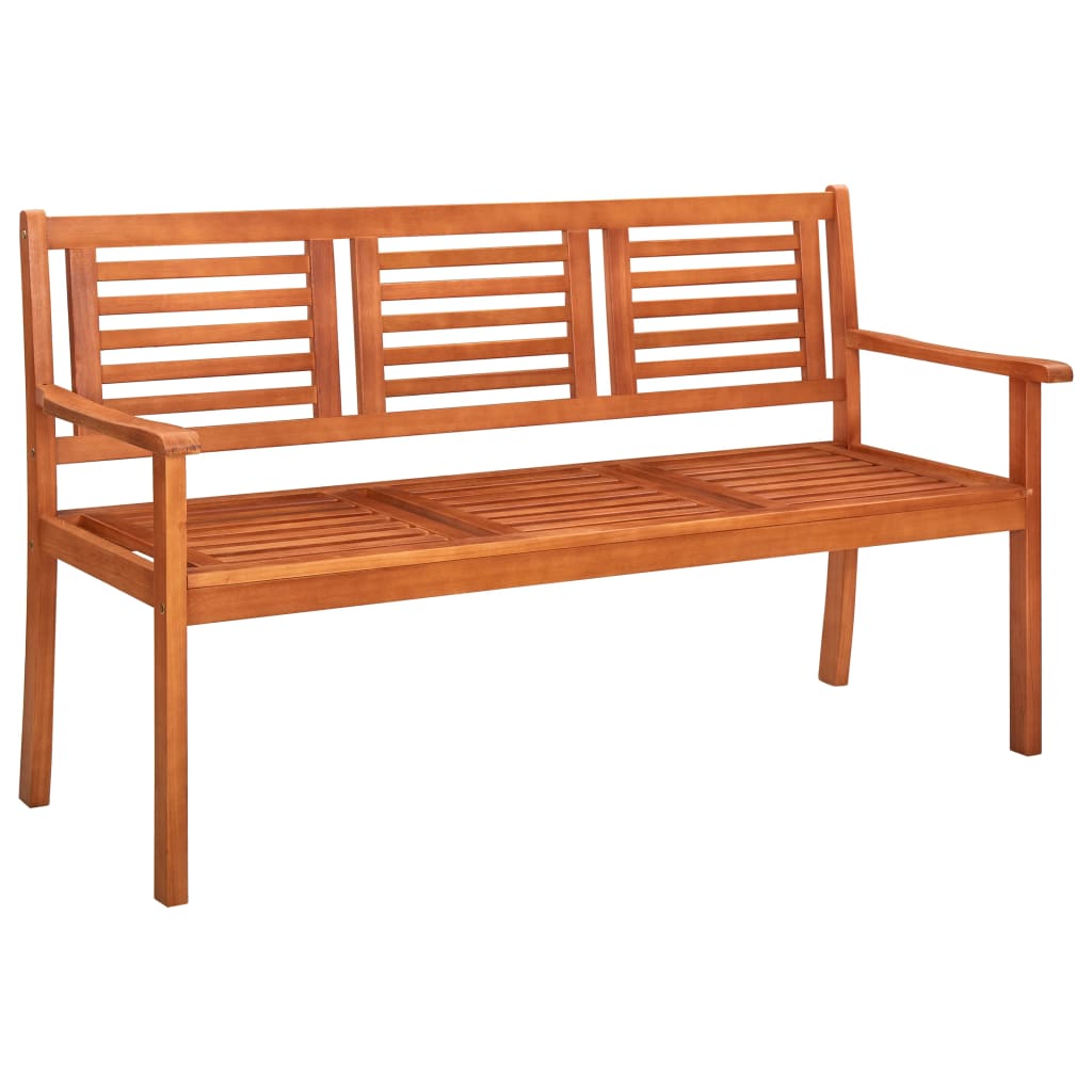 vidaXL Loveseat Wooden Outdoor Patio Bench with Backrest Solid Wood Eucalyptus-14