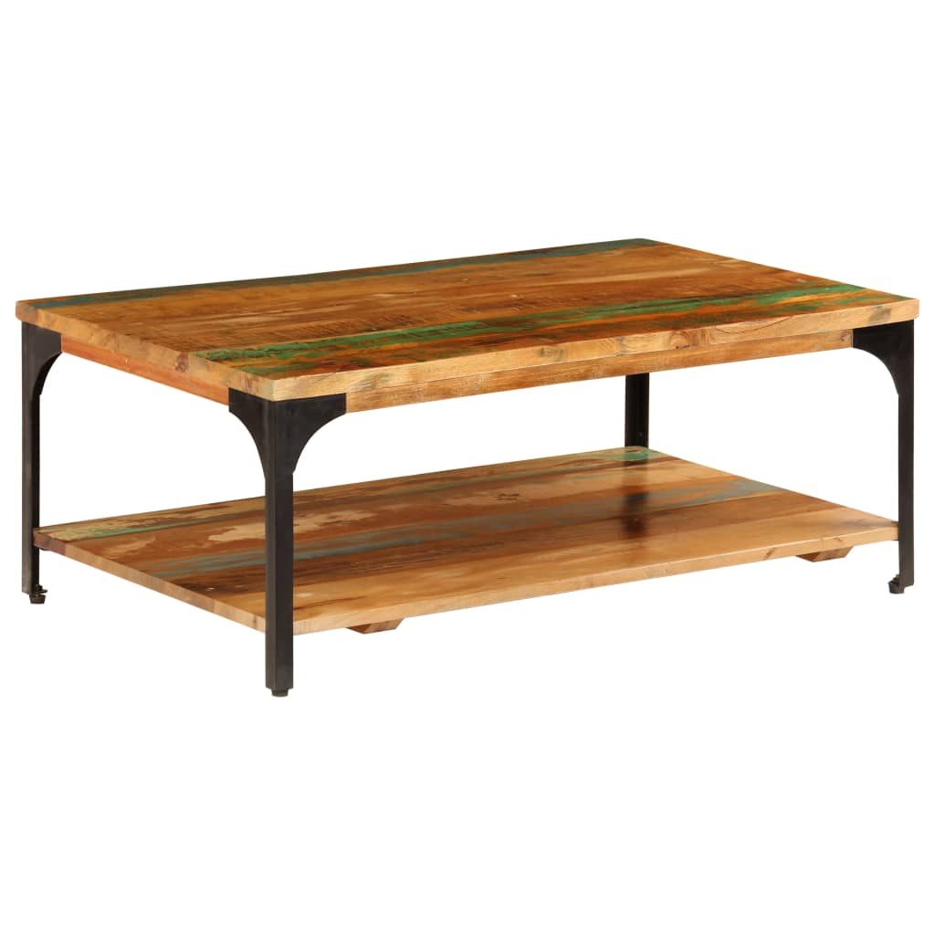 vidaXL Coffee Table with Shelf 39.4"x23.6"x13.8" Solid Reclaimed Wood-0