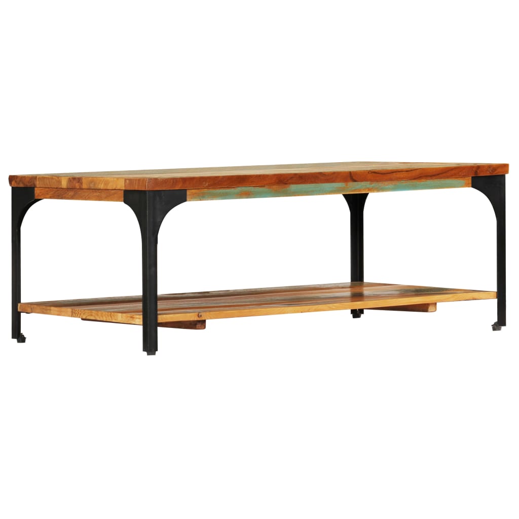 vidaXL Coffee Table with Shelf 39.4"x23.6"x13.8" Solid Reclaimed Wood-3