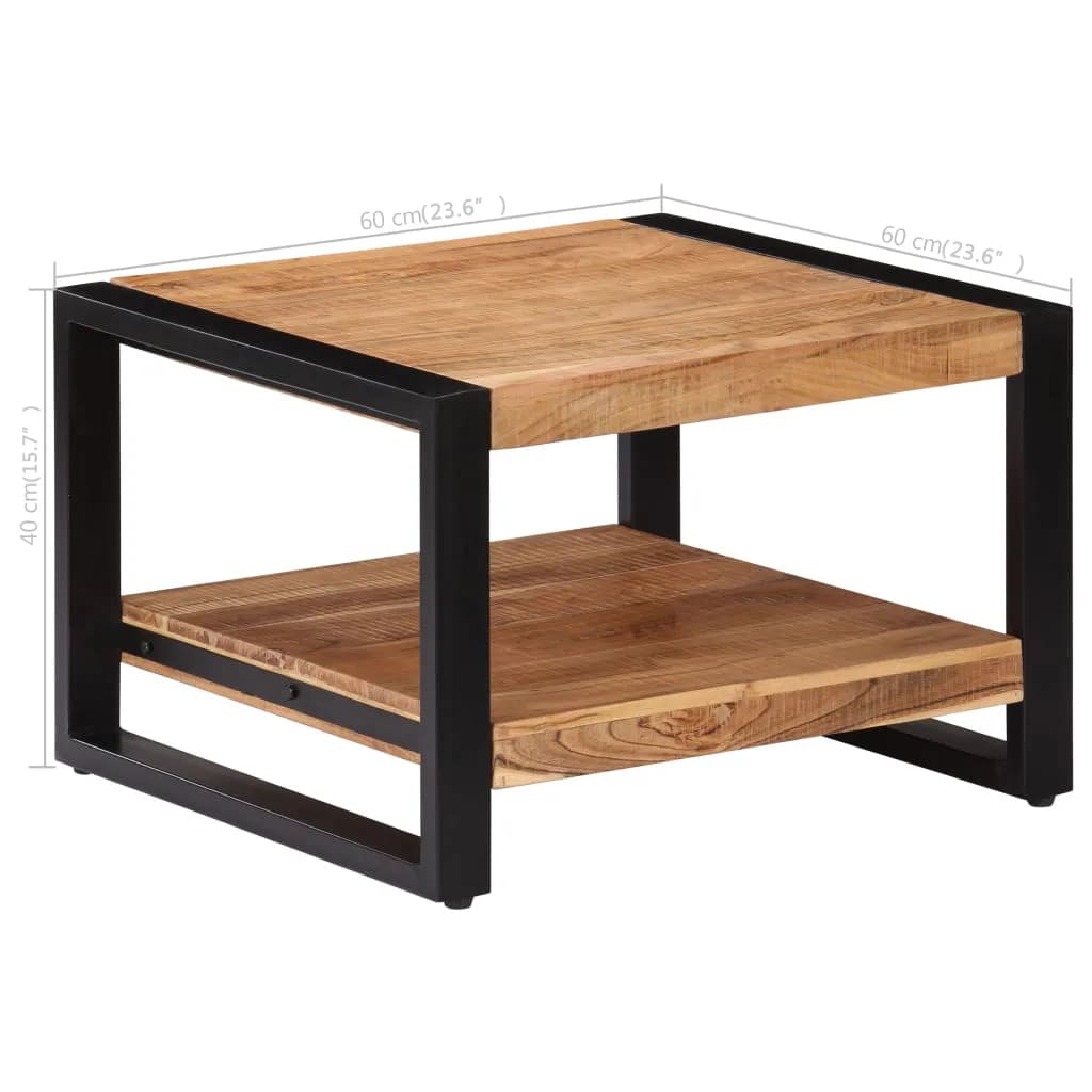 vidaXL Coffee Table 23.6"x23.6"x15.7" Solid Acacia Wood-8