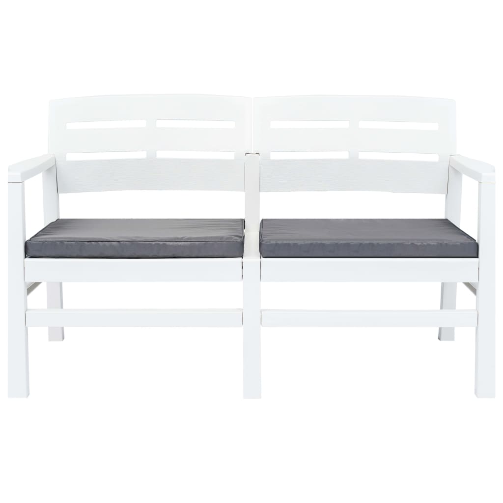 vidaXL Patio Garden Bench Loveseat 2-Seater Patio Bench with Cushions Plastic-2