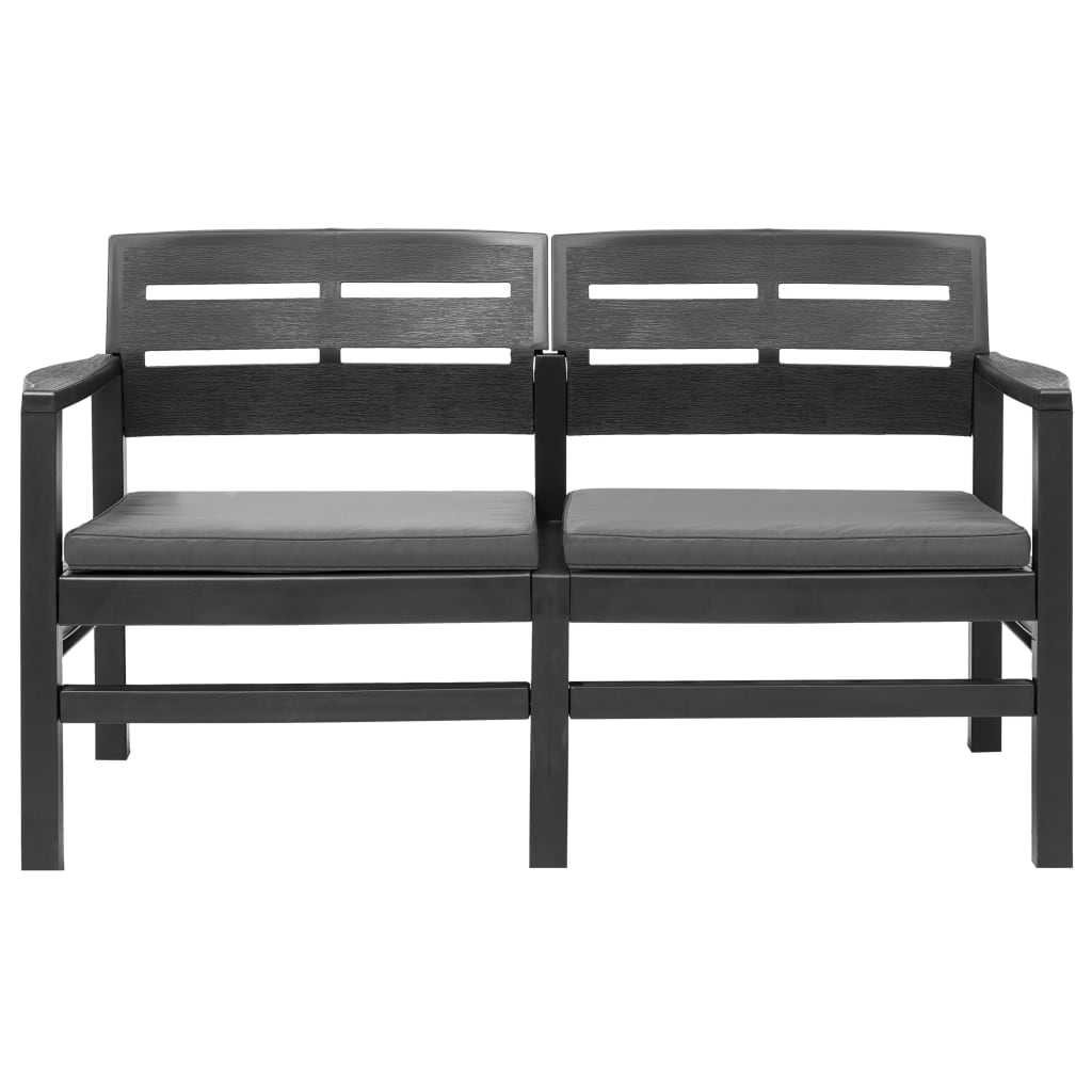 vidaXL Patio Garden Bench Loveseat 2-Seater Patio Bench with Cushions Plastic-5