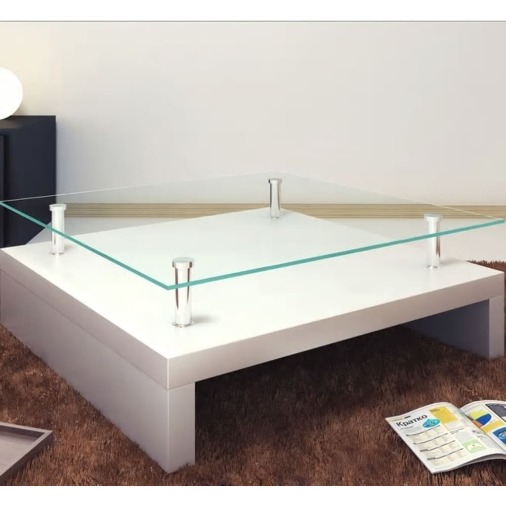 vidaXL Coffee Table with Glass Top White-1