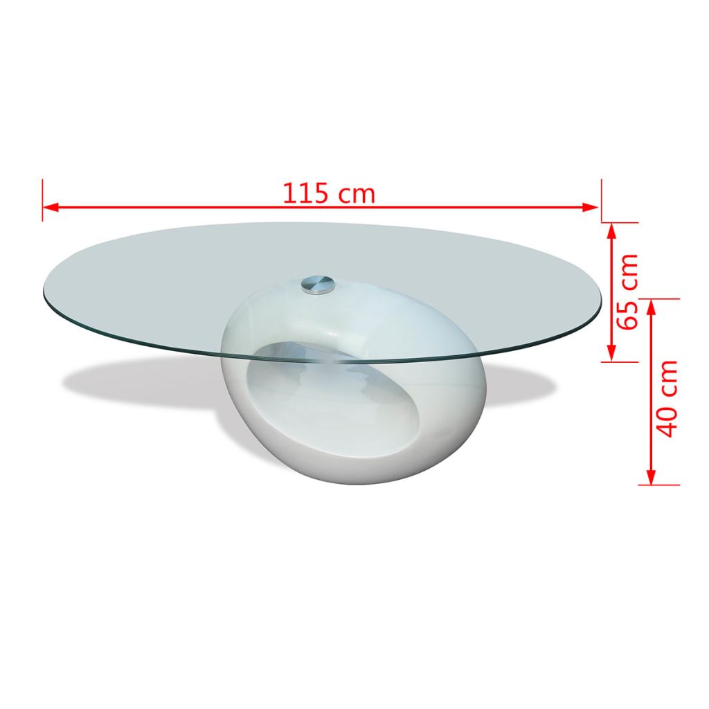 vidaXL Coffee Table Living Room End Table Side Sofa Table with Oval Glass Top-1