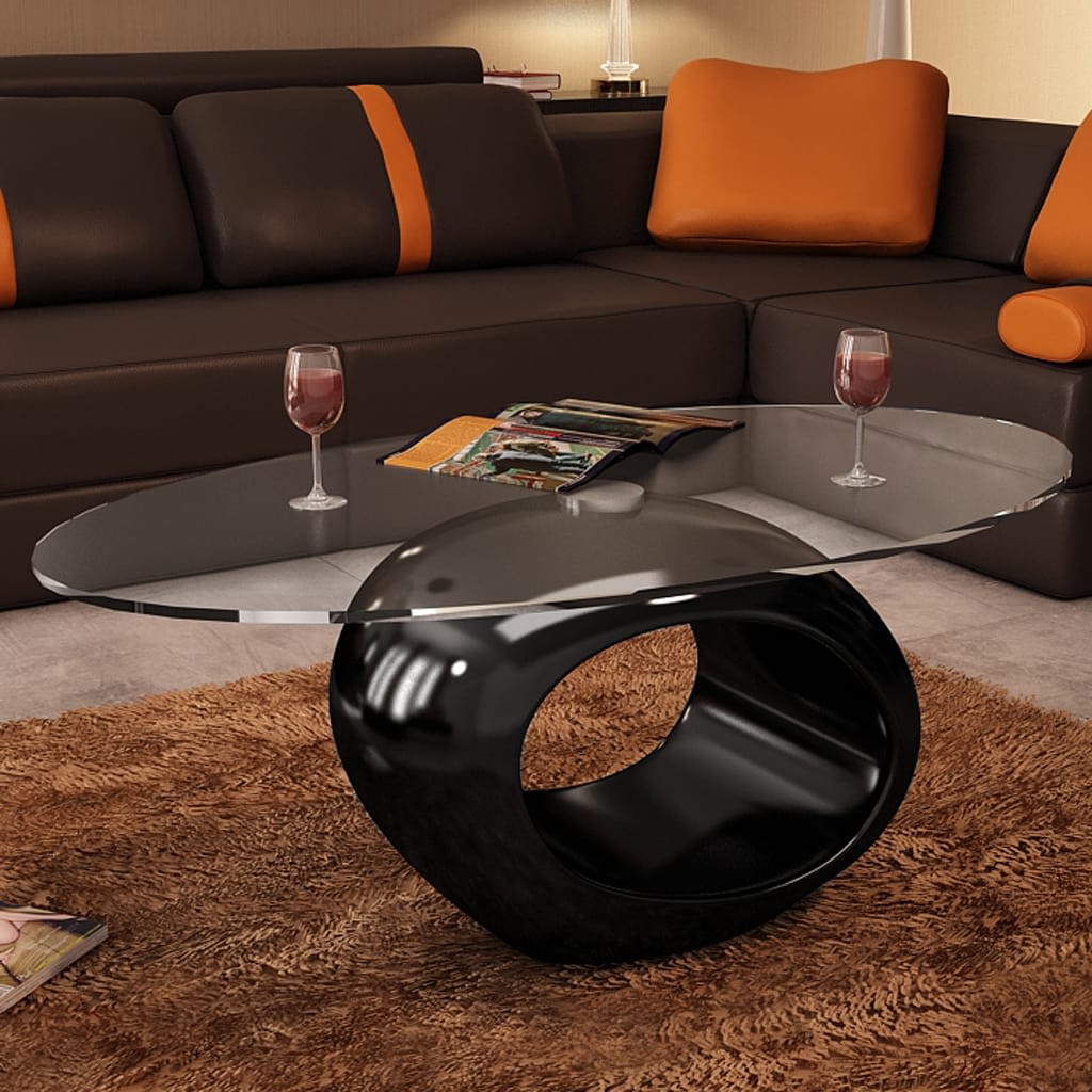 vidaXL Coffee Table Living Room End Table Side Sofa Table with Oval Glass Top-6