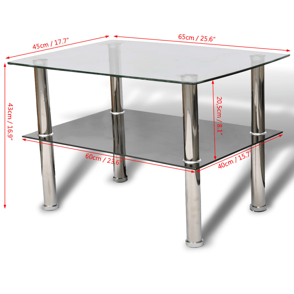 vidaXL Coffee Table Glass 2 Tiers-4