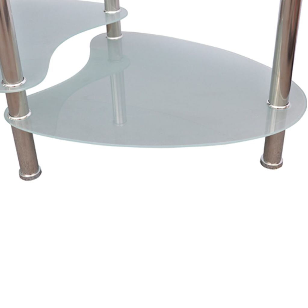 vidaXL Metal Frame Glass Tabletop Coffee Side Table Living Room White/Black-2