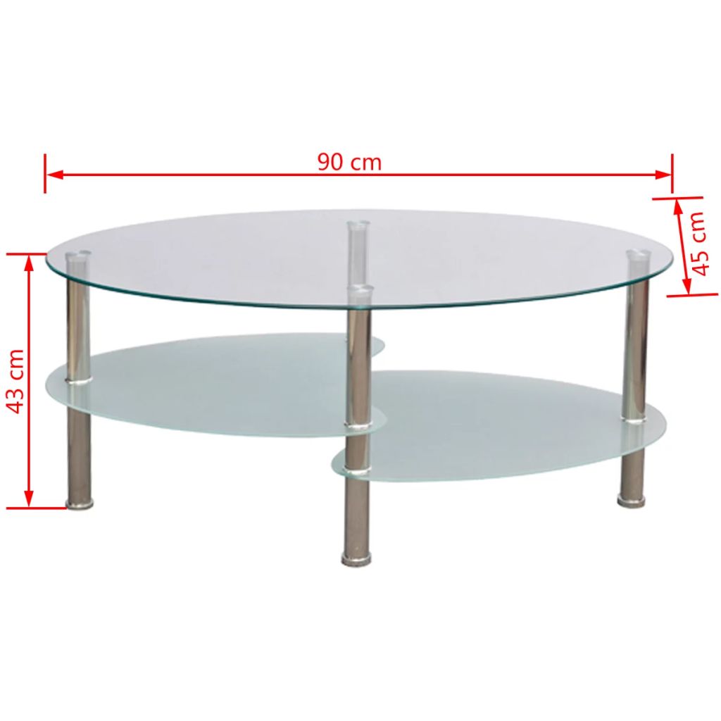 vidaXL Metal Frame Glass Tabletop Coffee Side Table Living Room White/Black-6