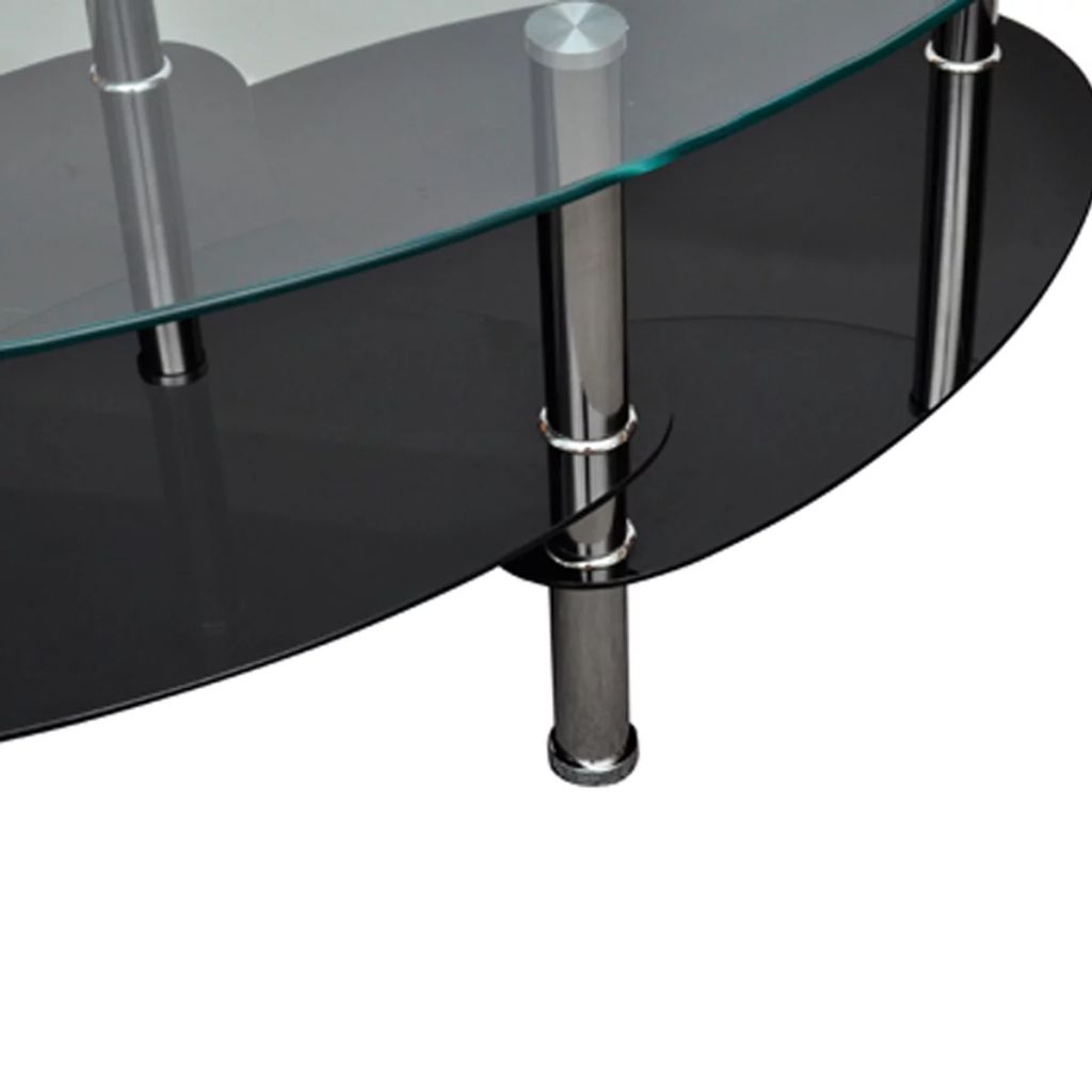 vidaXL Metal Frame Glass Tabletop Coffee Side Table Living Room White/Black-5