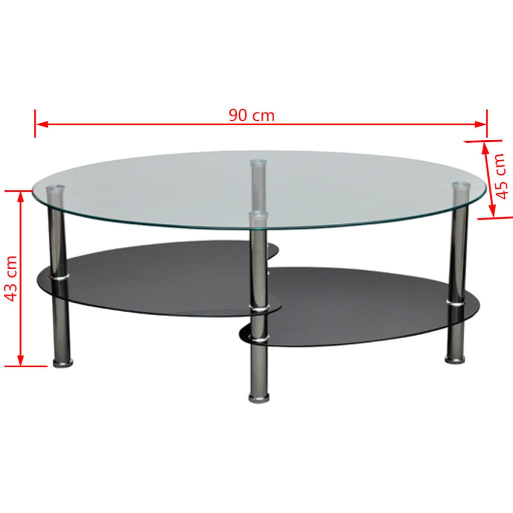 vidaXL Metal Frame Glass Tabletop Coffee Side Table Living Room White/Black-7