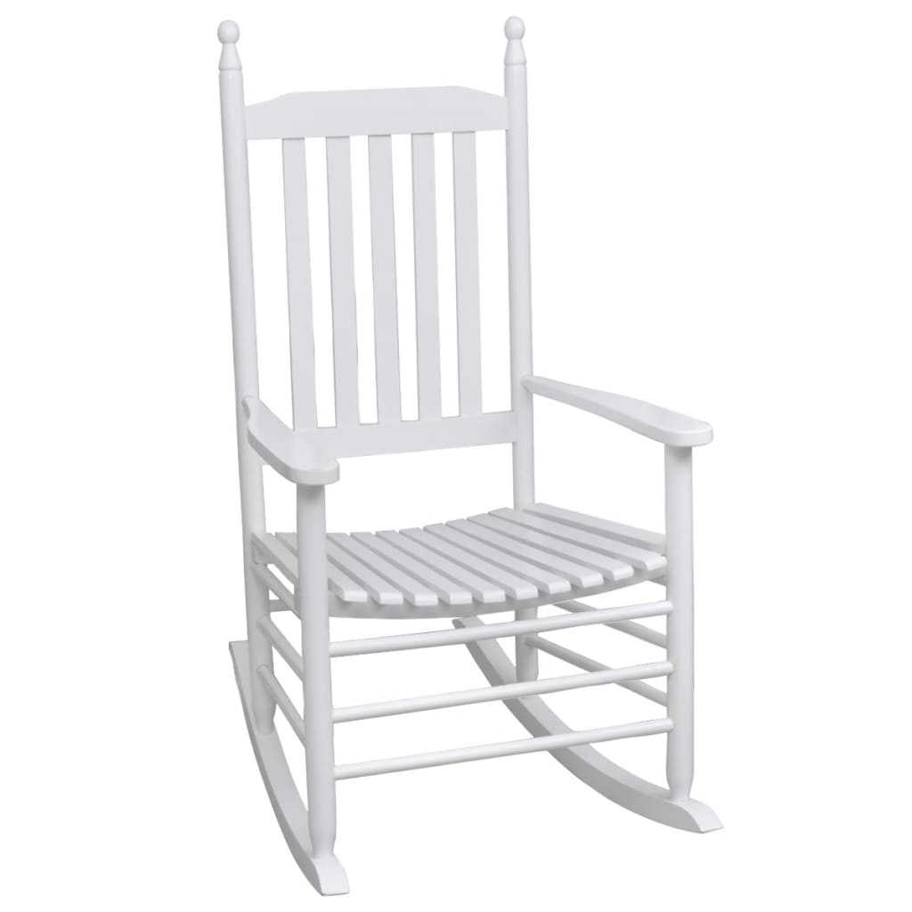 vidaXL Rocking Chair with Curved Seat White Wood-15