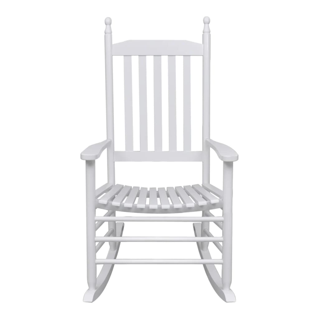 vidaXL Rocking Chair with Curved Seat White Wood-0