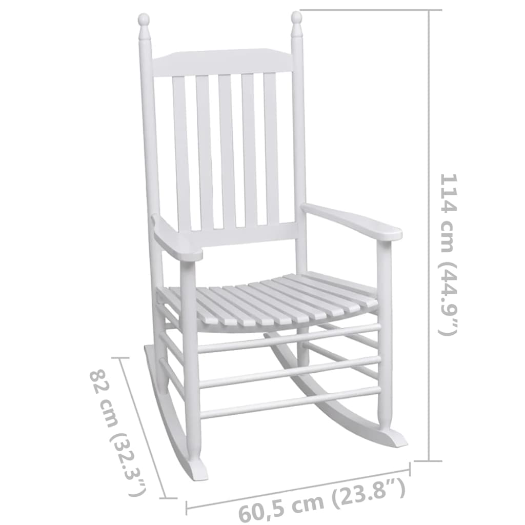 vidaXL Rocking Chair with Curved Seat White Wood-3