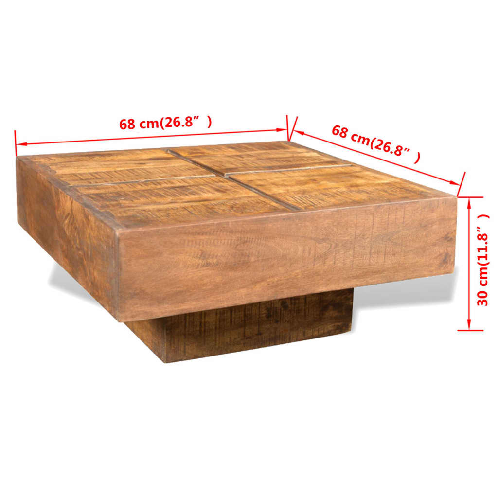 vidaXL Coffee Table Brown Square Solid Mango Wood-3