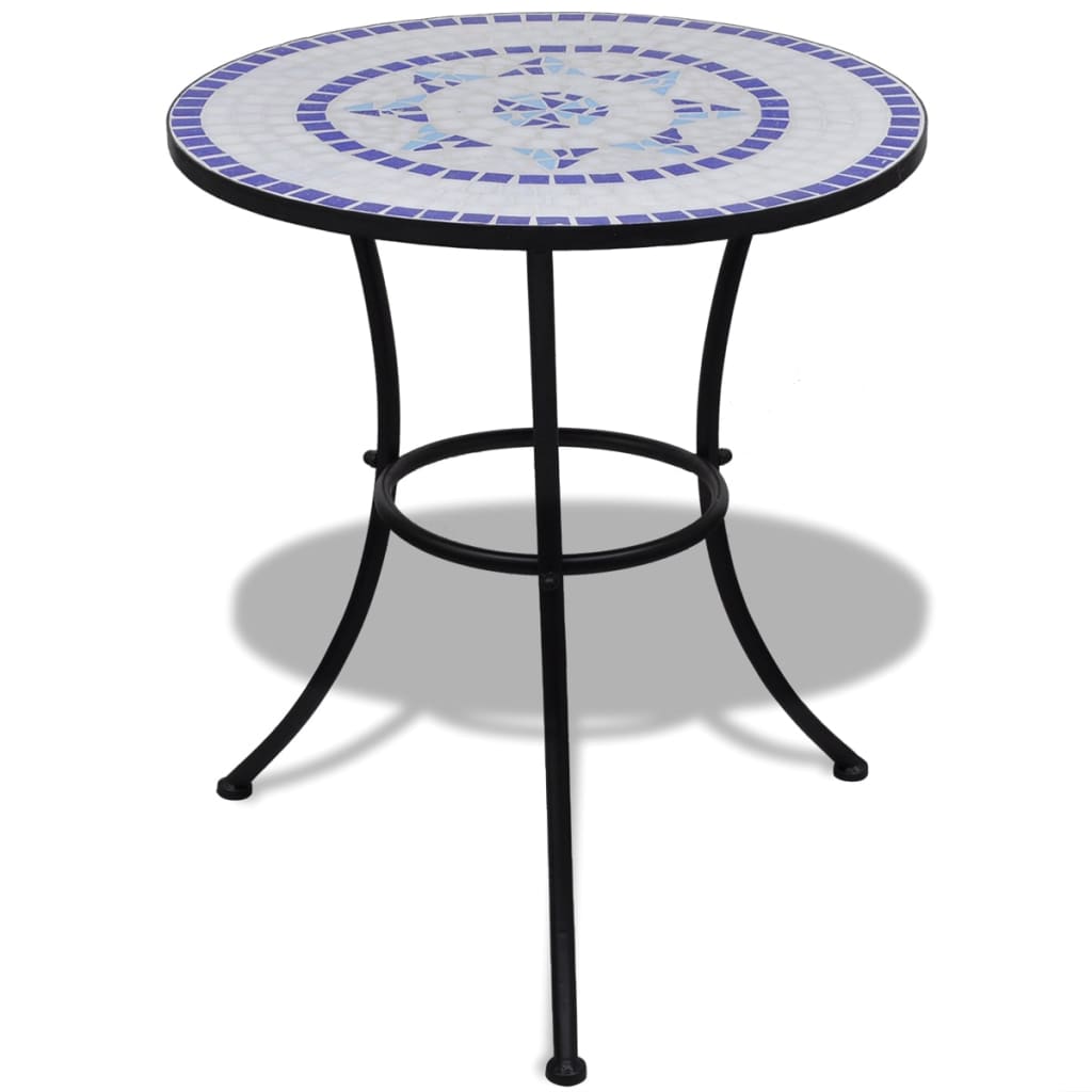 vidaXL Bistro Table Blue and White 23.6" Mosaic-0